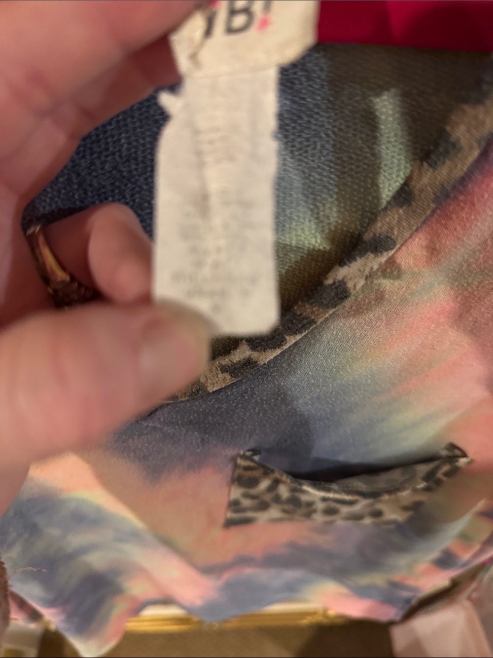 BiBi Pastel Tie-Dye Tee with Leopard Trim - Picture 3 of 4